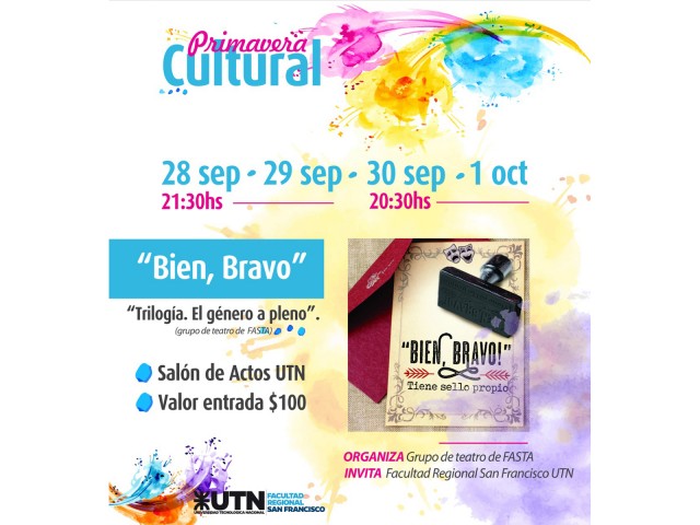 Con una puesta teatral sigue este viernes la Primavera Cultural en UTN