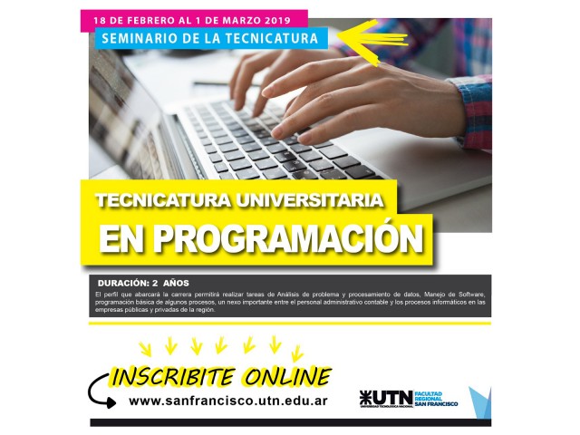 Están abiertas las inscripciones al Seminario de la Tecnicatura Universitaria en Programación