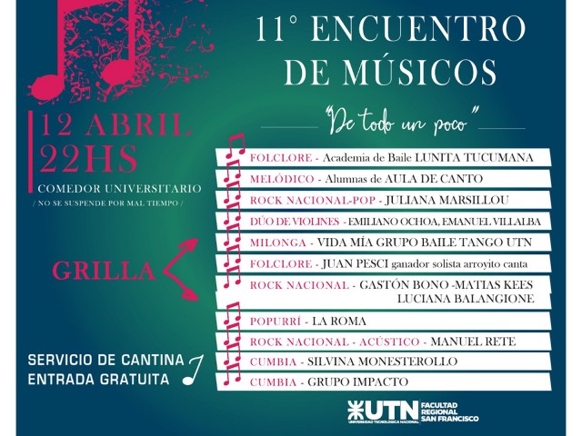 Este viernes 12 se realiza un nuevo Encuentro de Músicos en el Comedor Universitario