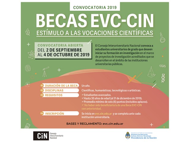 Abrió la convocatoria al Programa de Becas Estímulo a las Vocaciones Científicas del CIN