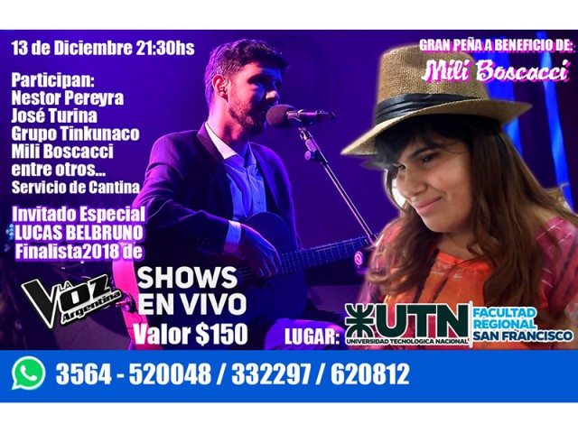 Este viernes, gran show musical a beneficio en nuestra Facultad