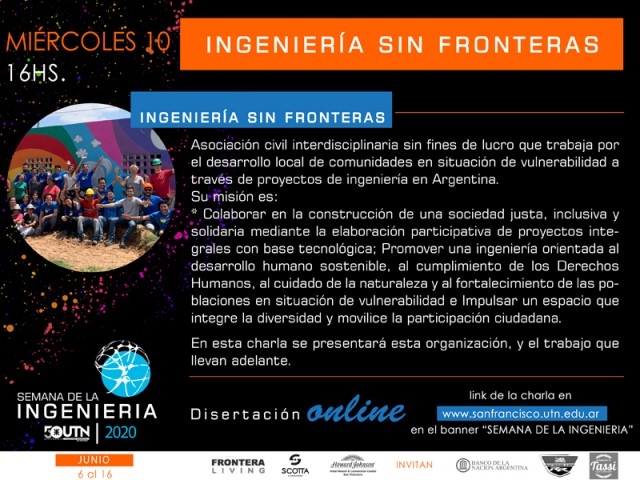 Este miércoles se presenta Ingeniería sin Fronteras en la Semana de la Ingeniería