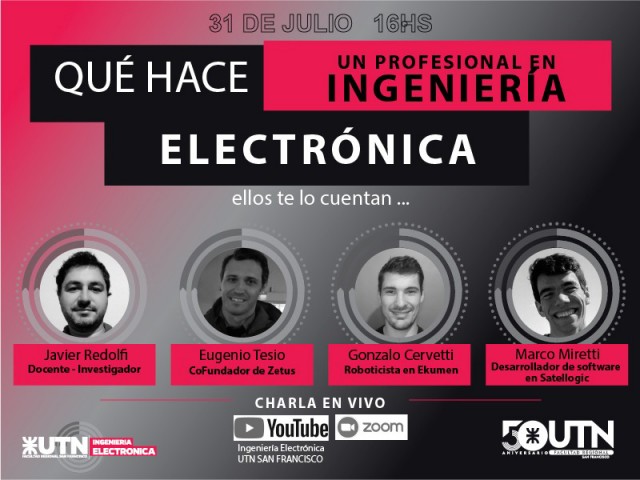 Viernes 31 a las 16: charla sobre sobre "¿Qué hace un profesional en Ingeniería Electrónica?"