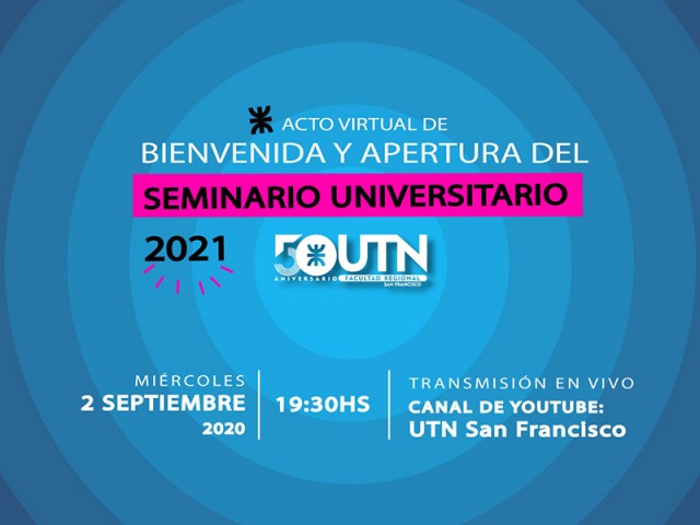 El miércoles 2 a las 19.30 será el acto de apertura del Seminario Universitario extensivo 2021