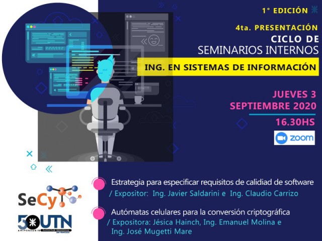 Continúa hoy jueves el Ciclo de Seminarios Internos de Ingeniería en Sistemas de Información