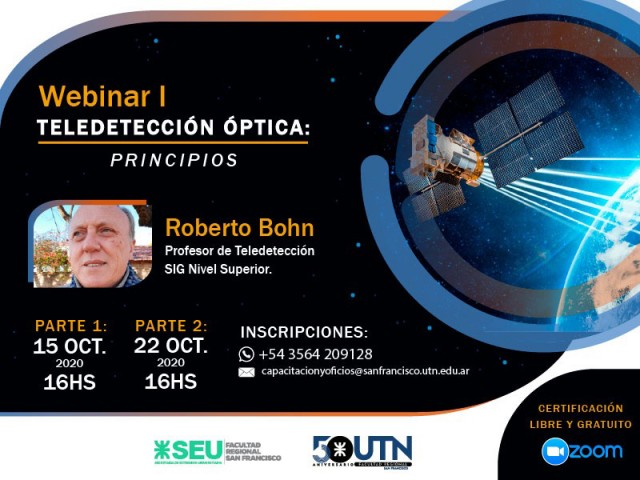 Se dictará un webinar gratuito sobre "Teledetección óptica"