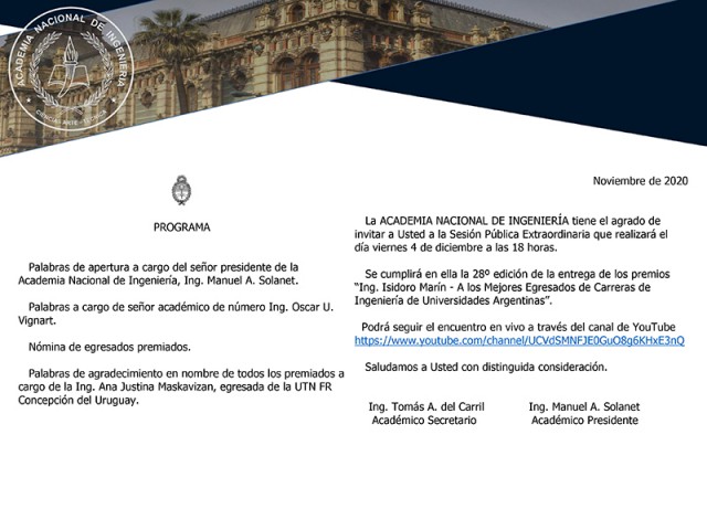 Graduado de nuestra Facultad recibe este viernes una distinción de la Academia Nacional de Ingeniería