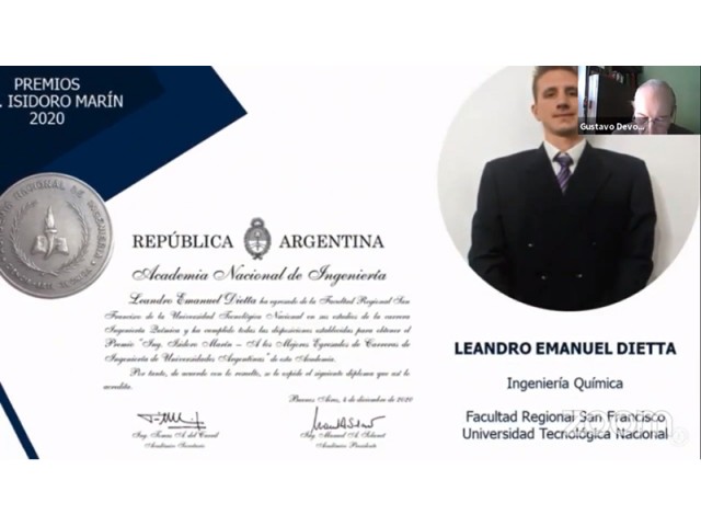 Graduado de nuestra Facultad recibió una distinción de la Academia Nacional de Ingeniería 