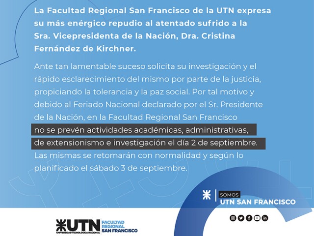 Repudiamos el ataque sufrido por la Vicepresidenta de la Nación