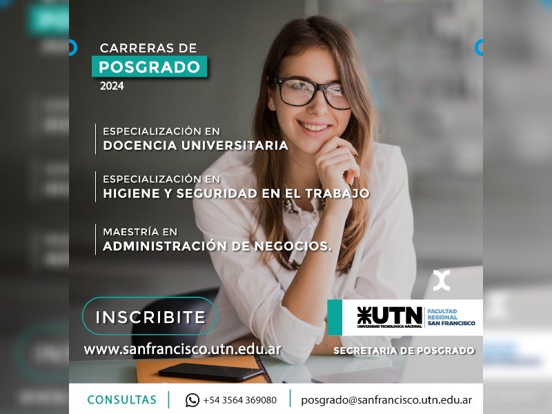 Siguen abiertas las inscripciones para tres carreras de posgrado de nuestra Facultad Regional