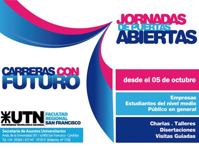 Se viene la tercera edición de las Jornadas de Puertas Abiertas de la UTN