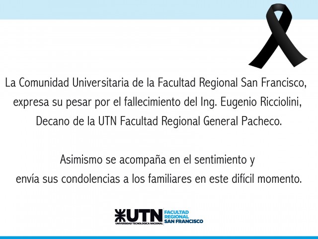 Hondo pesar por el fallecimiento del decano de UTN General Pacheco, Ing. Eugenio Ricciolini