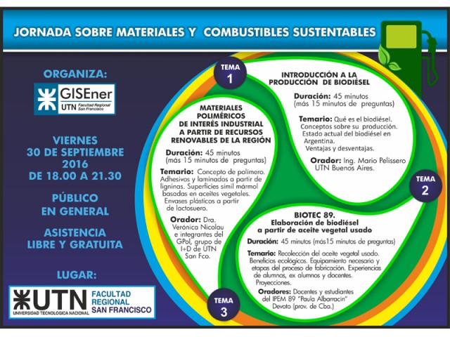 Se realizará una jornada sobre materiales y combustibles sustentables