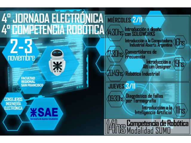 Se vienen las Jornadas de Electrónica y Competencia de Robótica en UTN