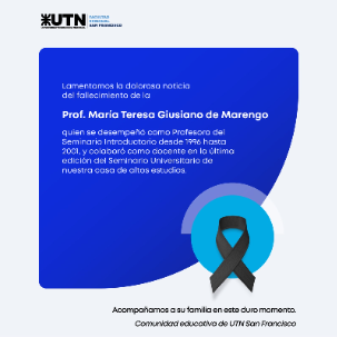Pesar por el fallecimiento de la Prof. María Teresa Giusiano de Marengo